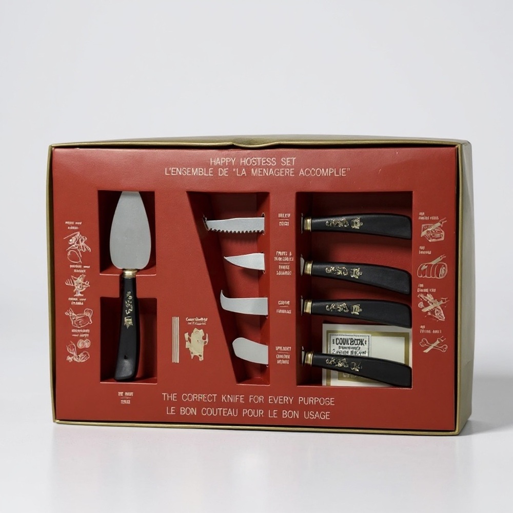 NIB Vintage 50’s / 60’s Woodlyn Crown Sheffield Happy Hostess Knife Set